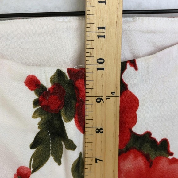 VTG NEWPORT NEWS Easy Style Flare Leg Floral Pants Women's Sz 12 White Cotton - Picture 8 of 11